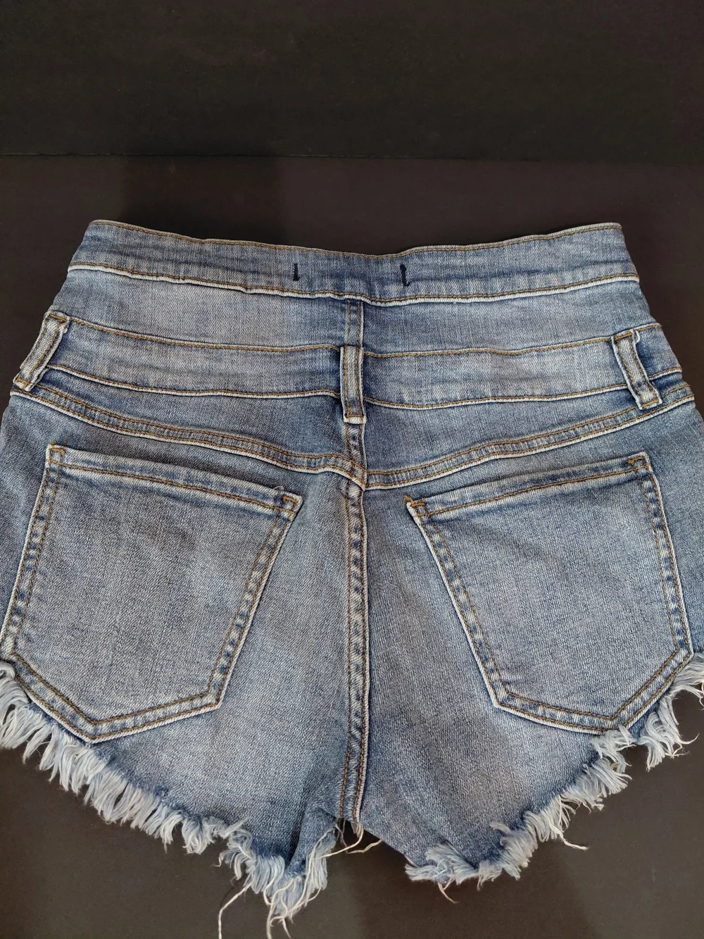 eunina Distressed Light Blue High-Rise Denim Shorts